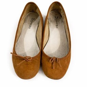 Repetto Cognac Suede Ballet Flats